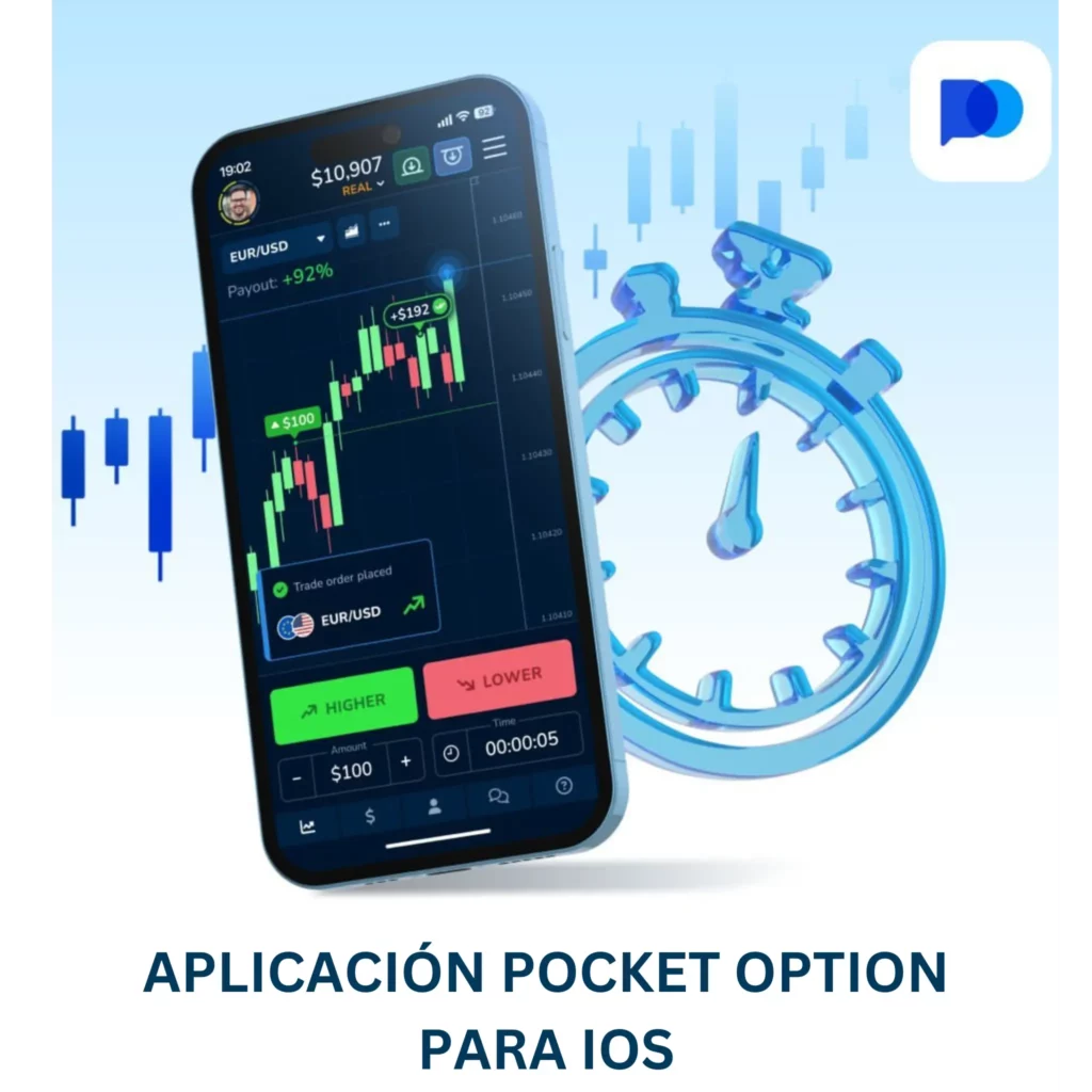 Aplicación de Pocket Option para iOS.
